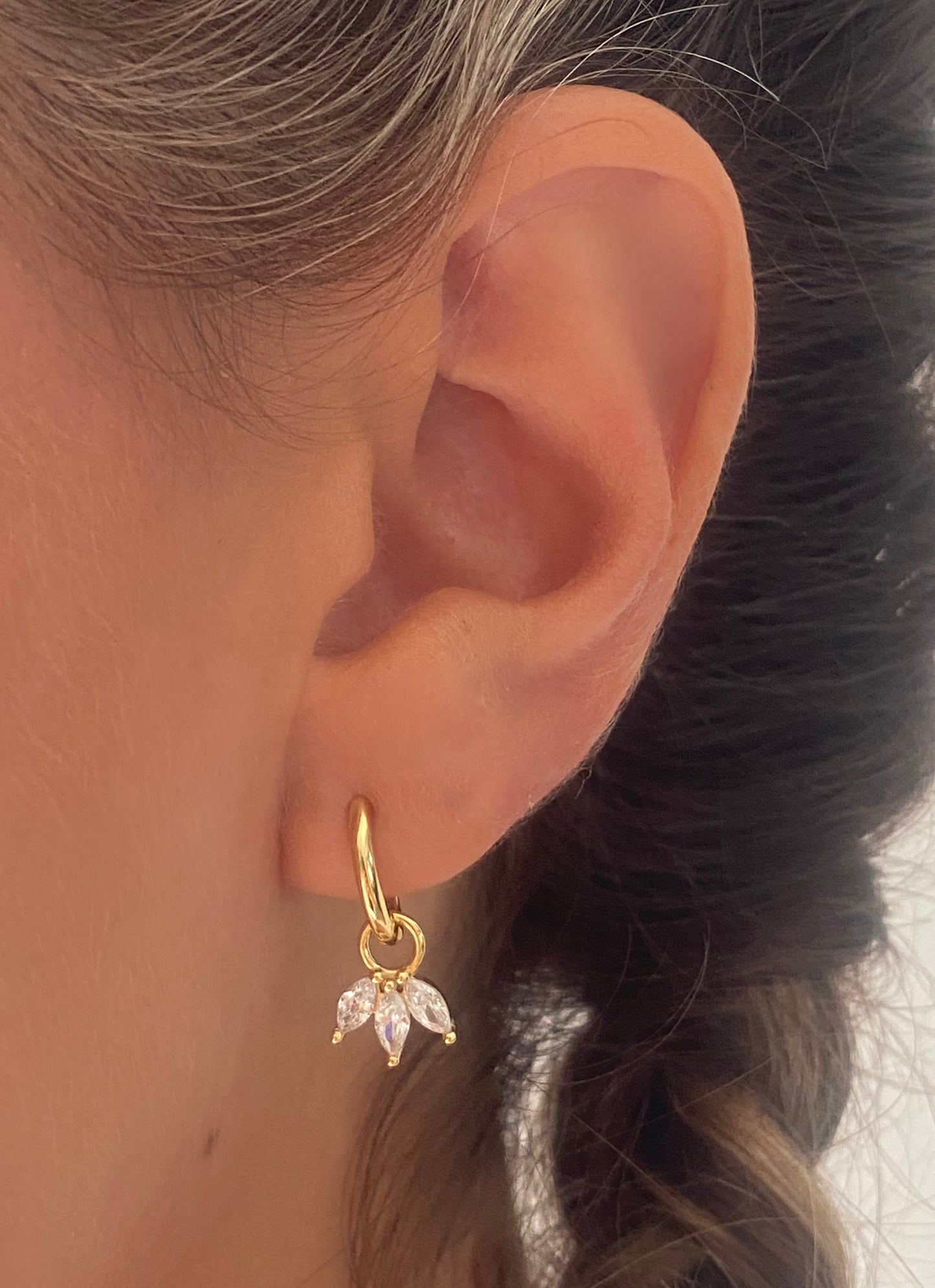 Hannah Dangle Marquise Gold Earring Set