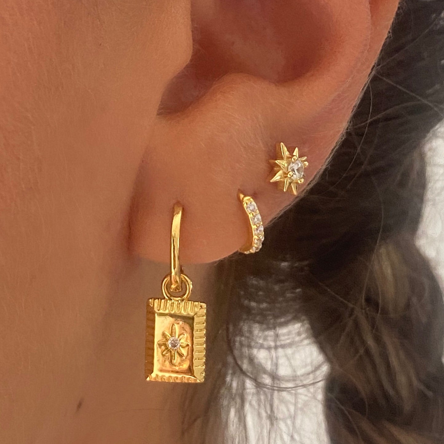 Starburst gold dangle earring Gift Set