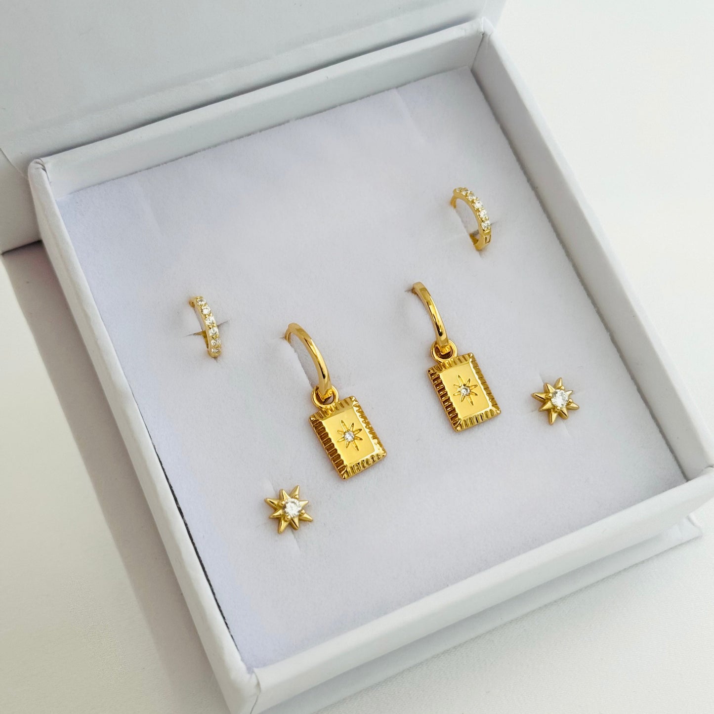 Starburst gold dangle earring Gift Set