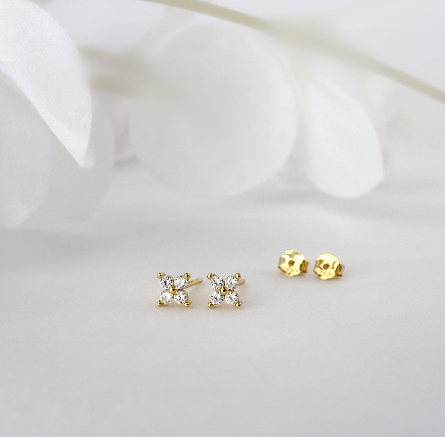 4 Clover Gold Stud Earrings