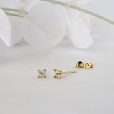 Thick 5mm Gold Curved Chubby Hoop Earrings C. Gold Stud