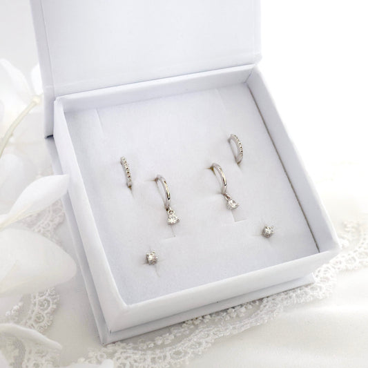 Julie Silver Dangle Earring Stack 3 Pair Set