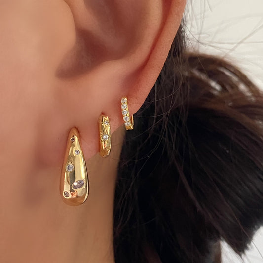 Waterdrop Gold CZ Pave Earrings