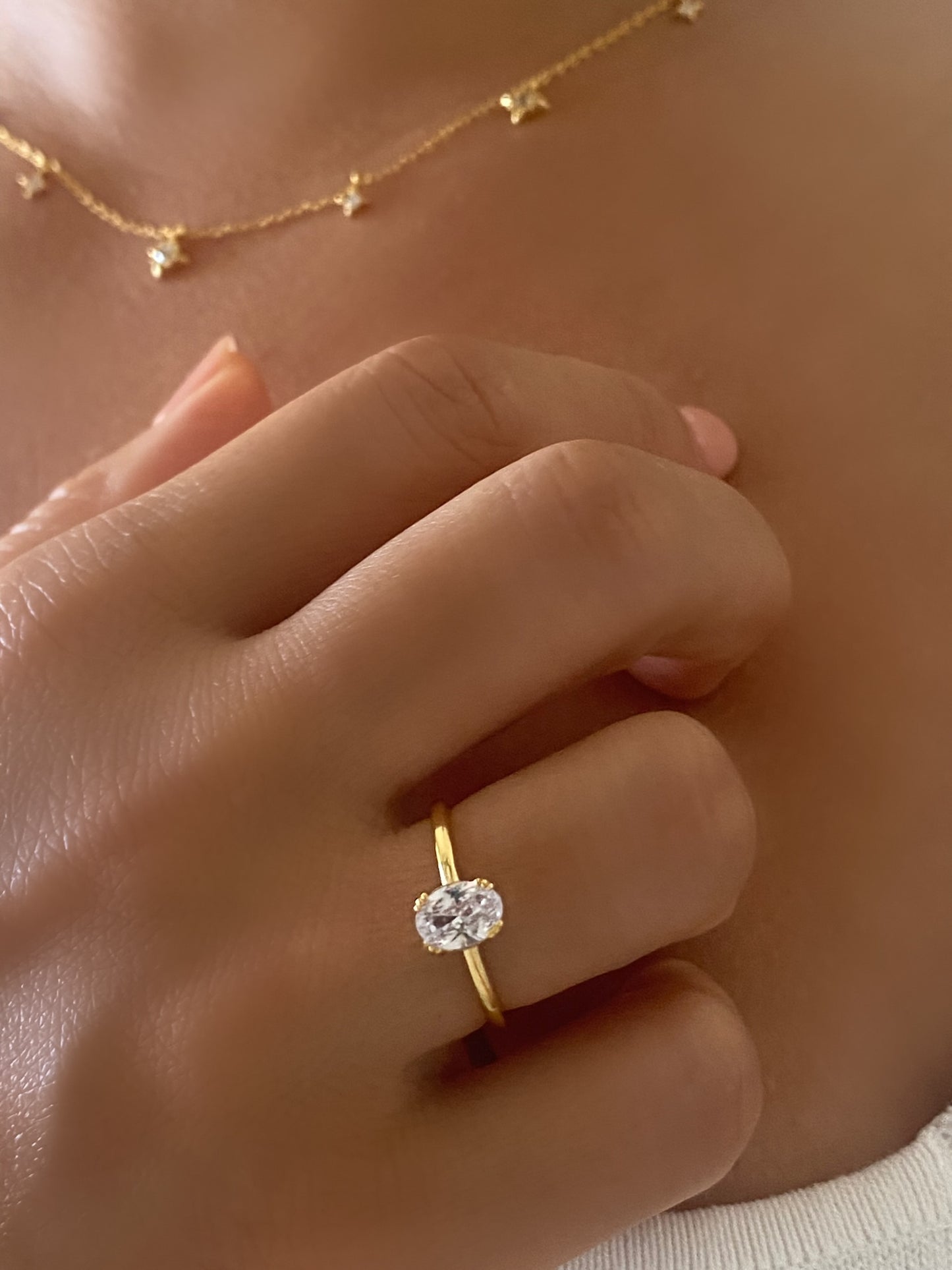 Dainty Diamond Solitaire Stacking Gold Rings