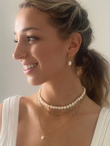 Natural Pearl Necklace with Stainless Steel Layering Set