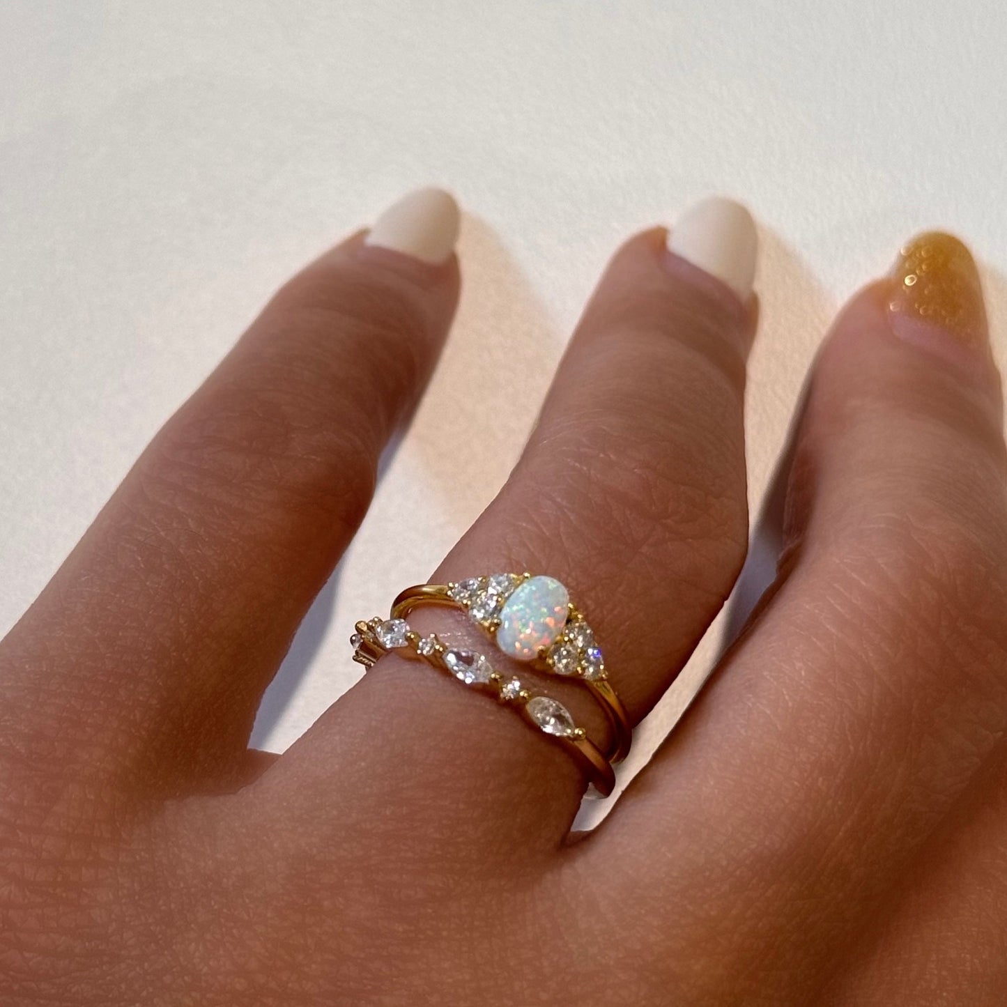 Dainty Opal Stacking Gold Ring
