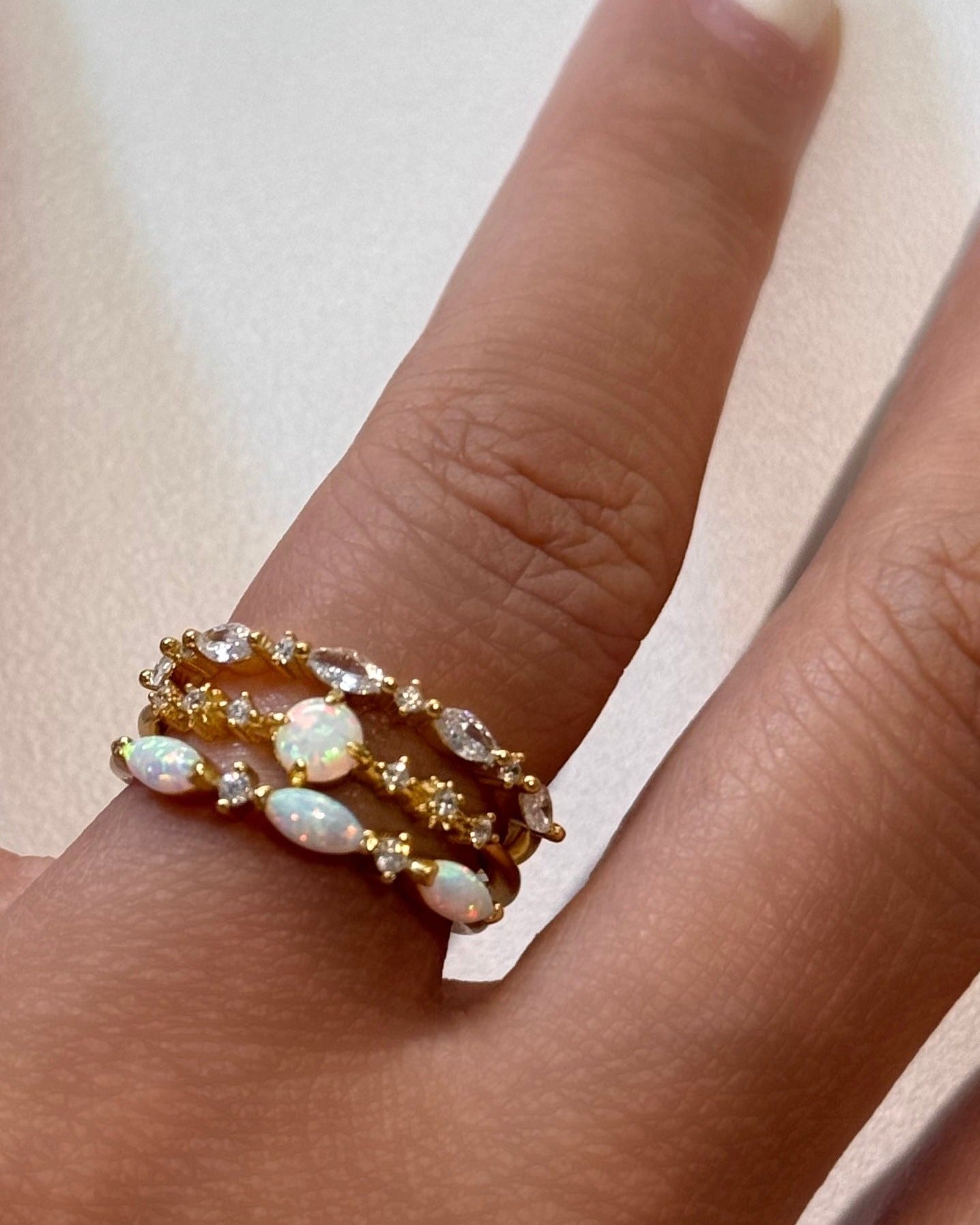 Dainty Opal Stacking Gold Ring A, F, G – ANETT
