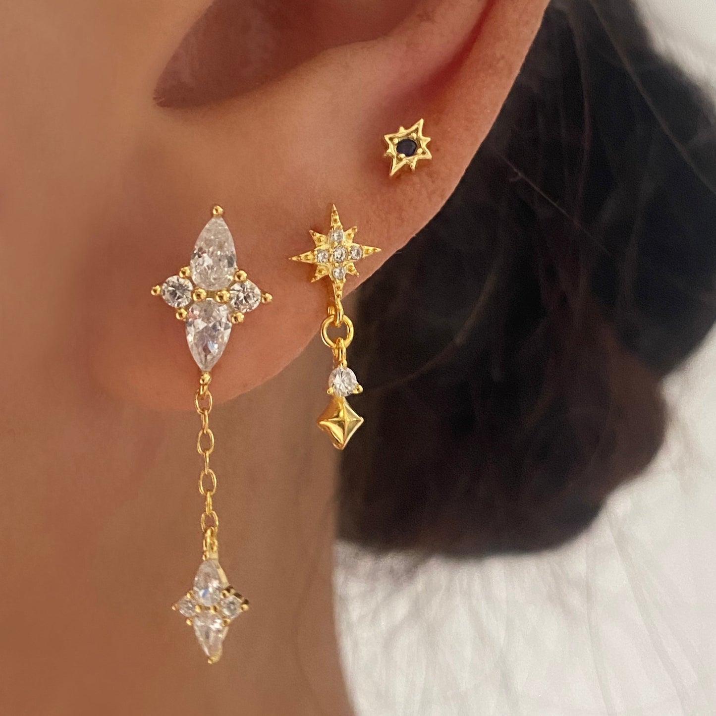 Blue NorthStar Gold Stud Earrings