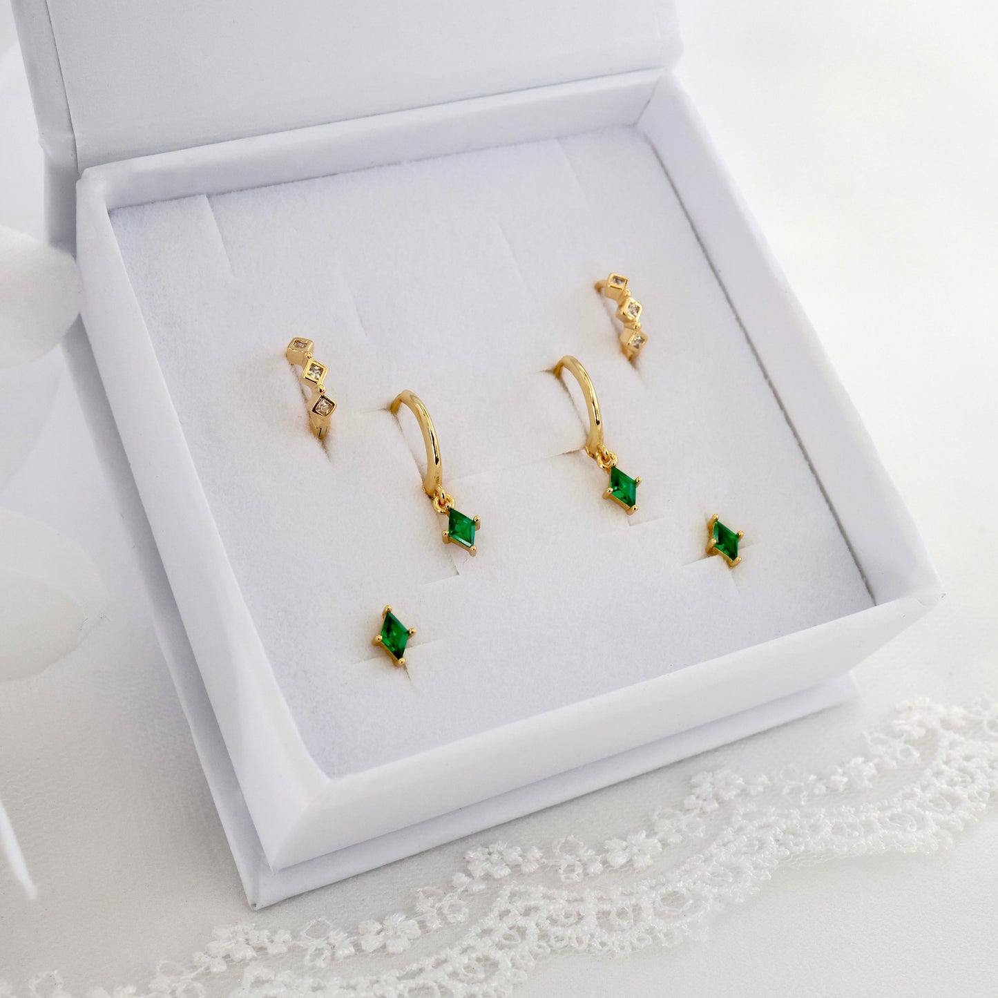 Mia Green Diamond Earring Set