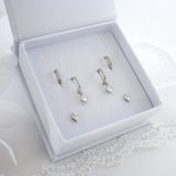 Mia Huggie CZ Dangle SILVER Earring Gift Set