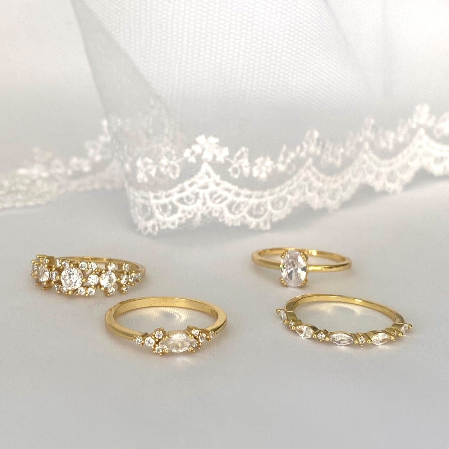 Dainty Diamond Stacking Gold Rings