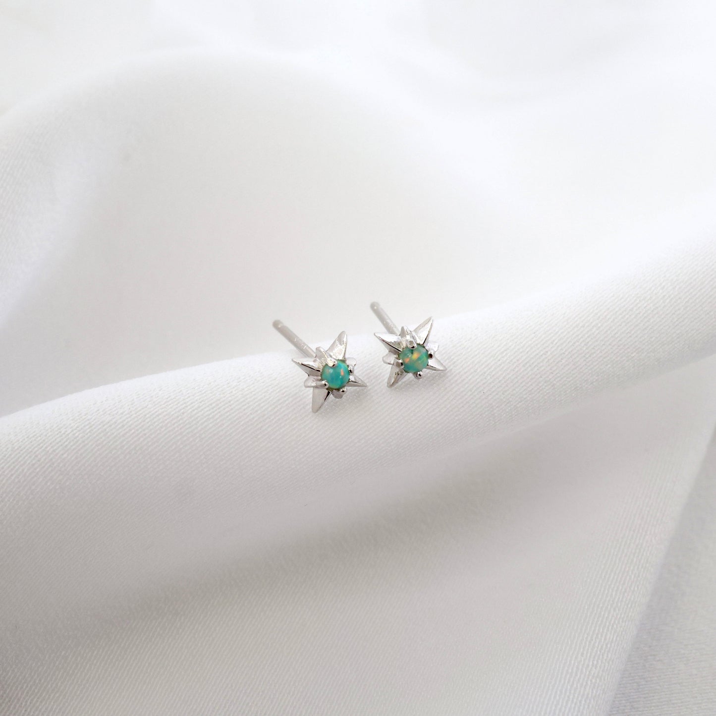 Tessa Opal Star Stud Earrings SILVER