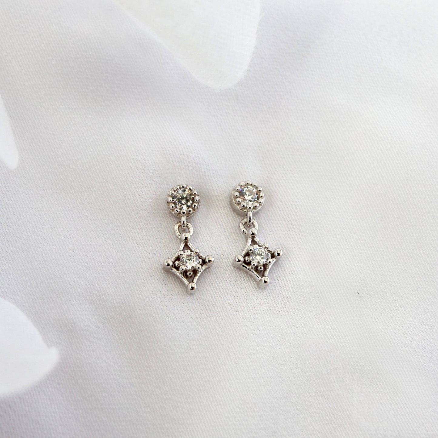 Bella Dangle Stud Earrings SILVER