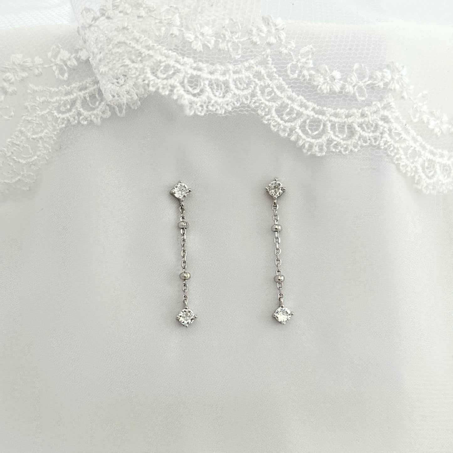 Chain CZ Dangle Ear Stack Set Silver