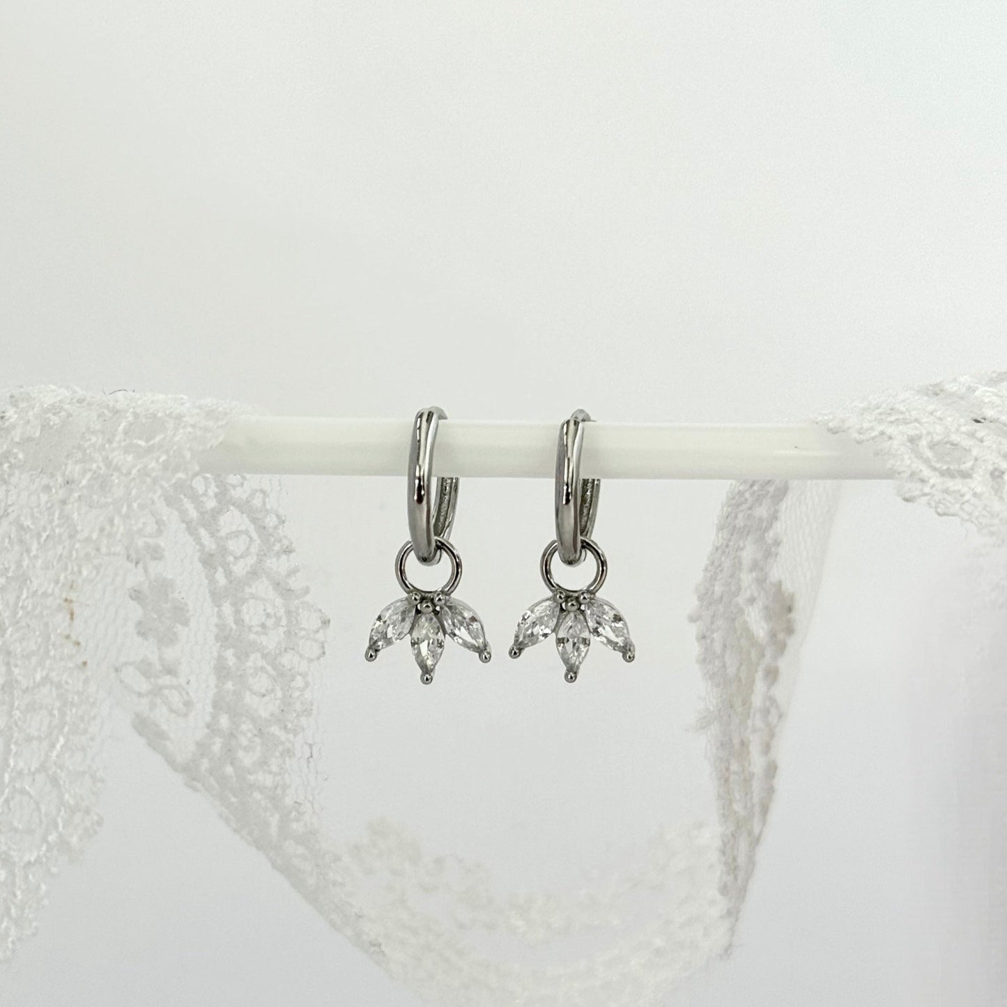 Hannah Dangle Marquise SILVER Earring Set