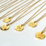 Birth Flower Pendant Stainless Steel Gold Necklace