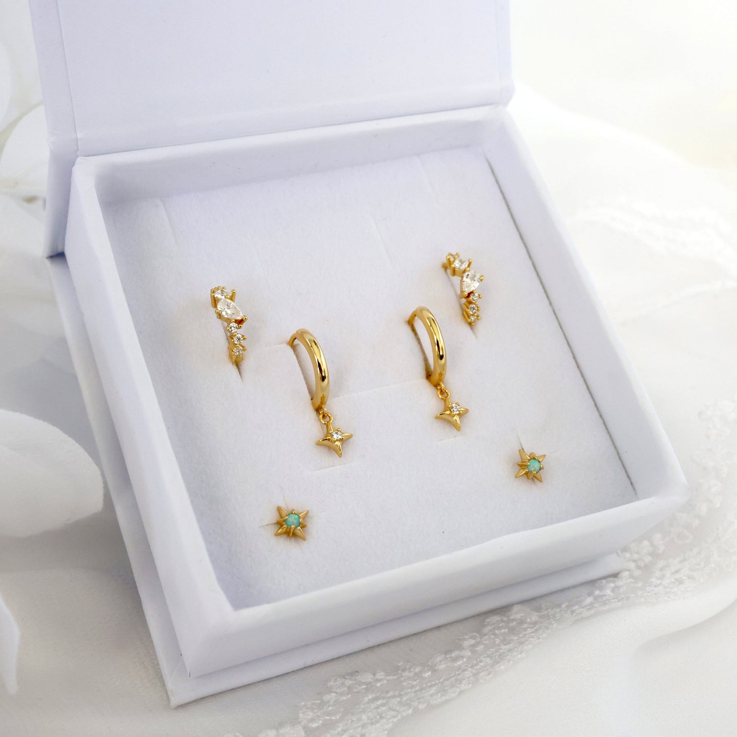 Olivia Tiny Dangle Earring 3 Pair Set GOLD