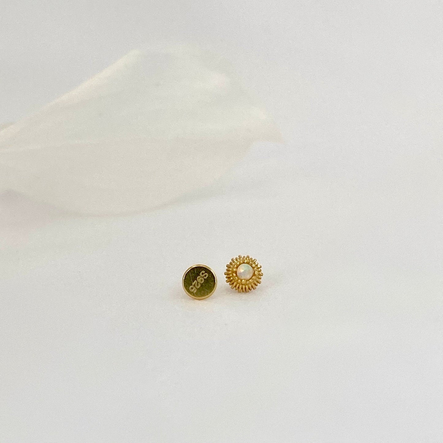 16G Tiny Opal Gold Helix Stud Earring 1 piece