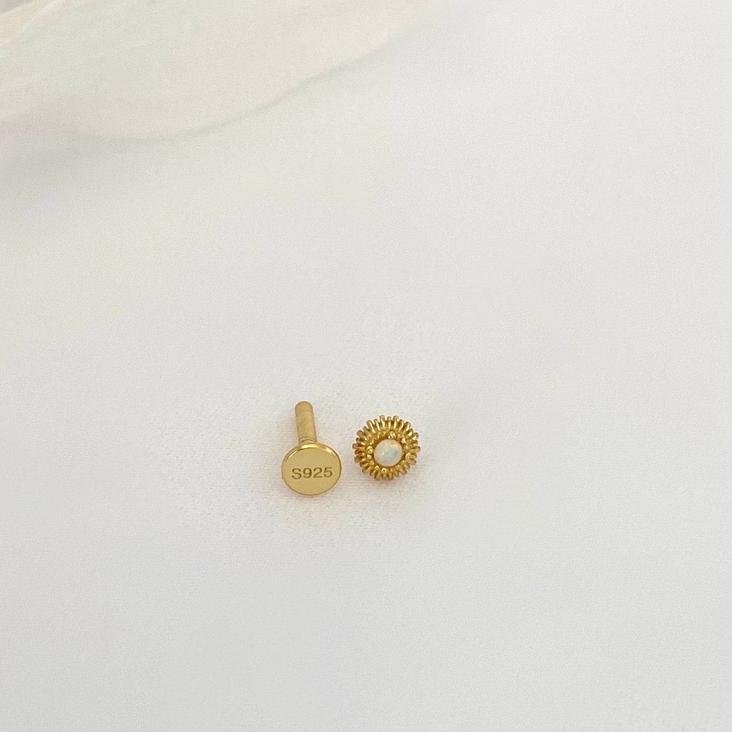 16G Tiny Opal Gold Helix Stud Earring 1 piece