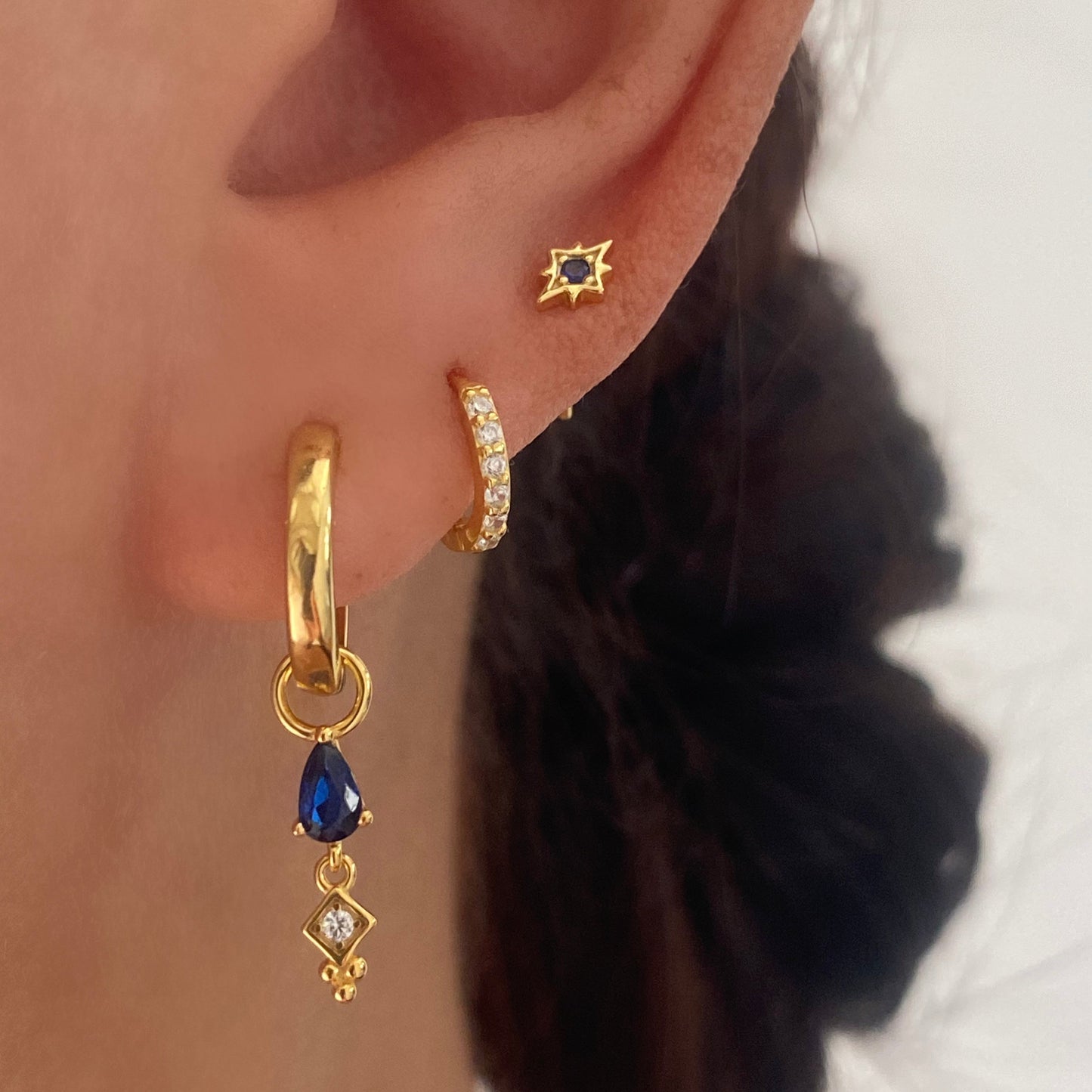 Blue NorthStar Gold Stud Earrings