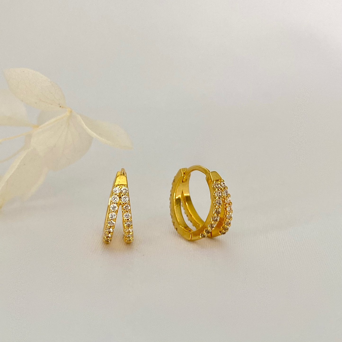 Dainty Minimalist Gold Double Hoops