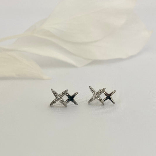 Twinkle Star Silver Stud Earrings