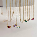 Baguette Birthstone Gold Necklace