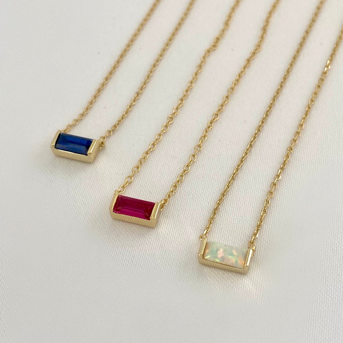 Baguette Birthstone Gold Necklace