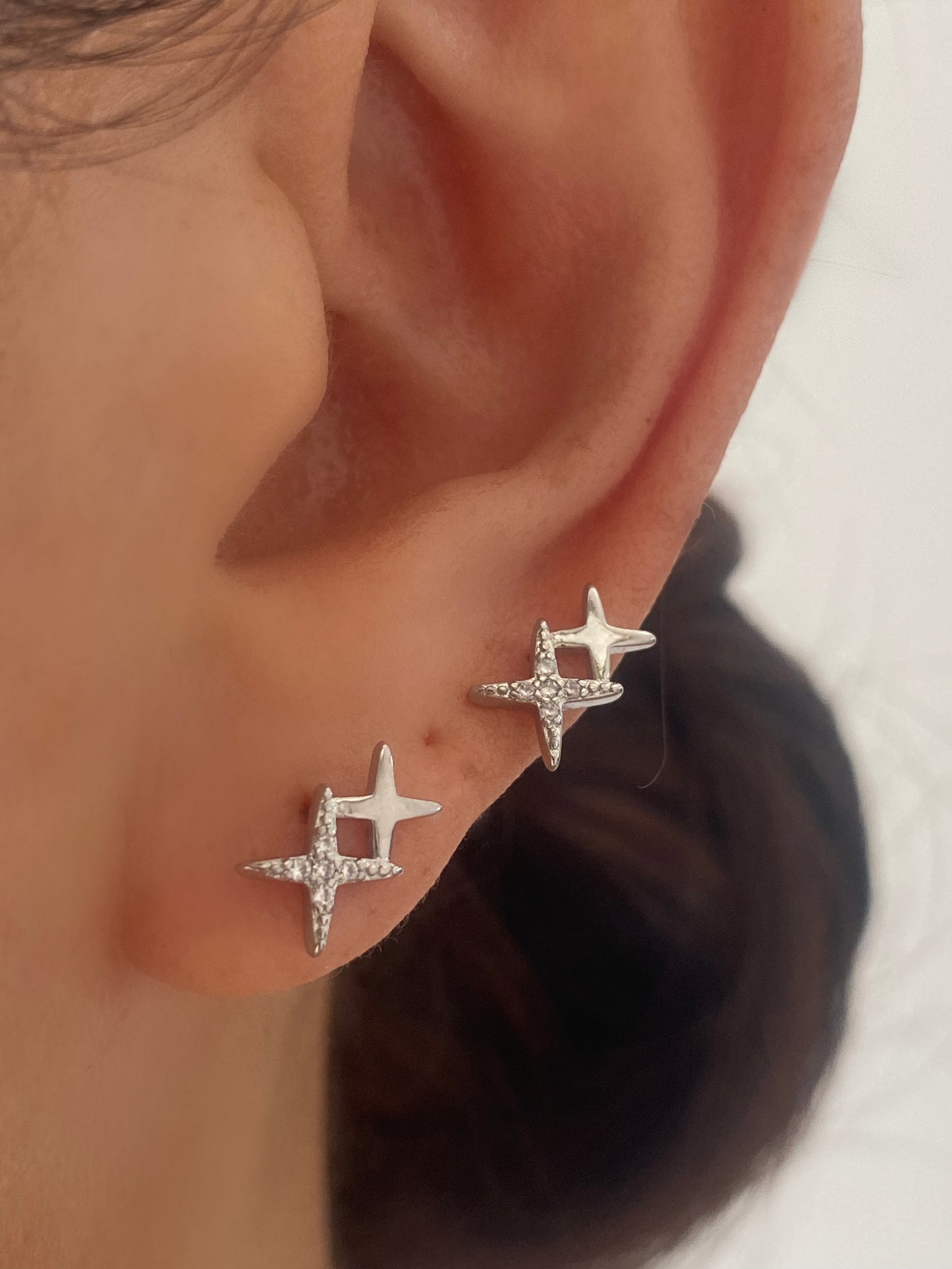 Twinkle Star Silver Stud Earrings