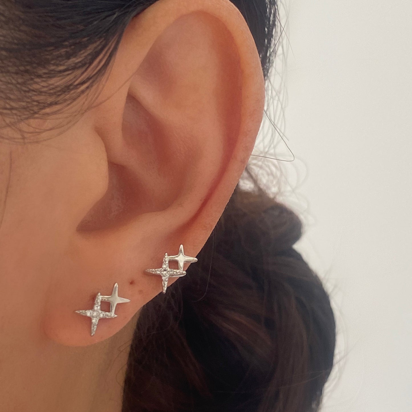 Twinkle Star Silver Stud Earrings