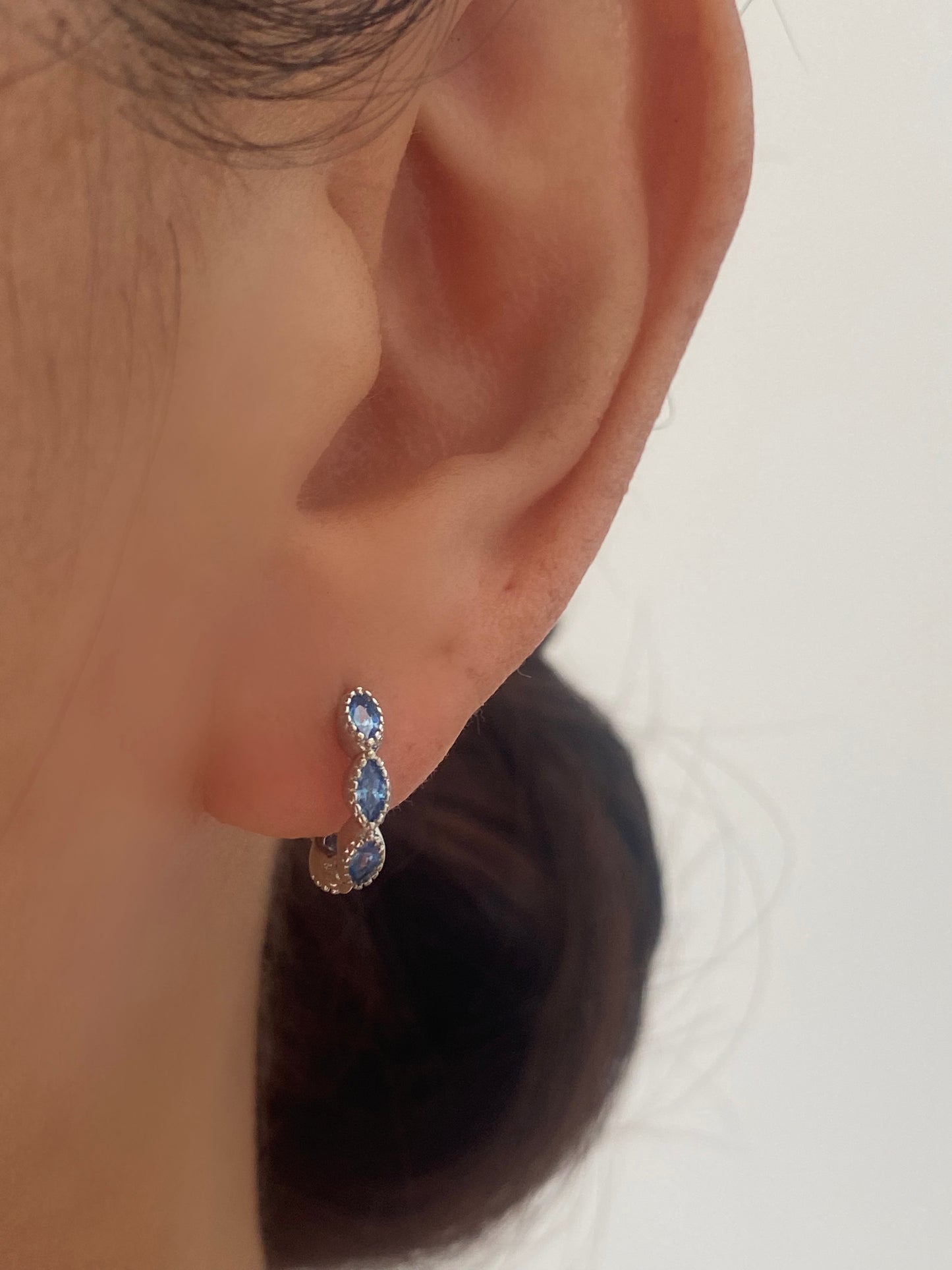 Blue Marquise SILVER Hoop Earrings