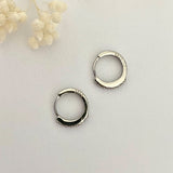 Sterling Silver Cubic Hoop Earrings, Dainty Sparkle Silver Hoops, Basic Simple Silver Hoops