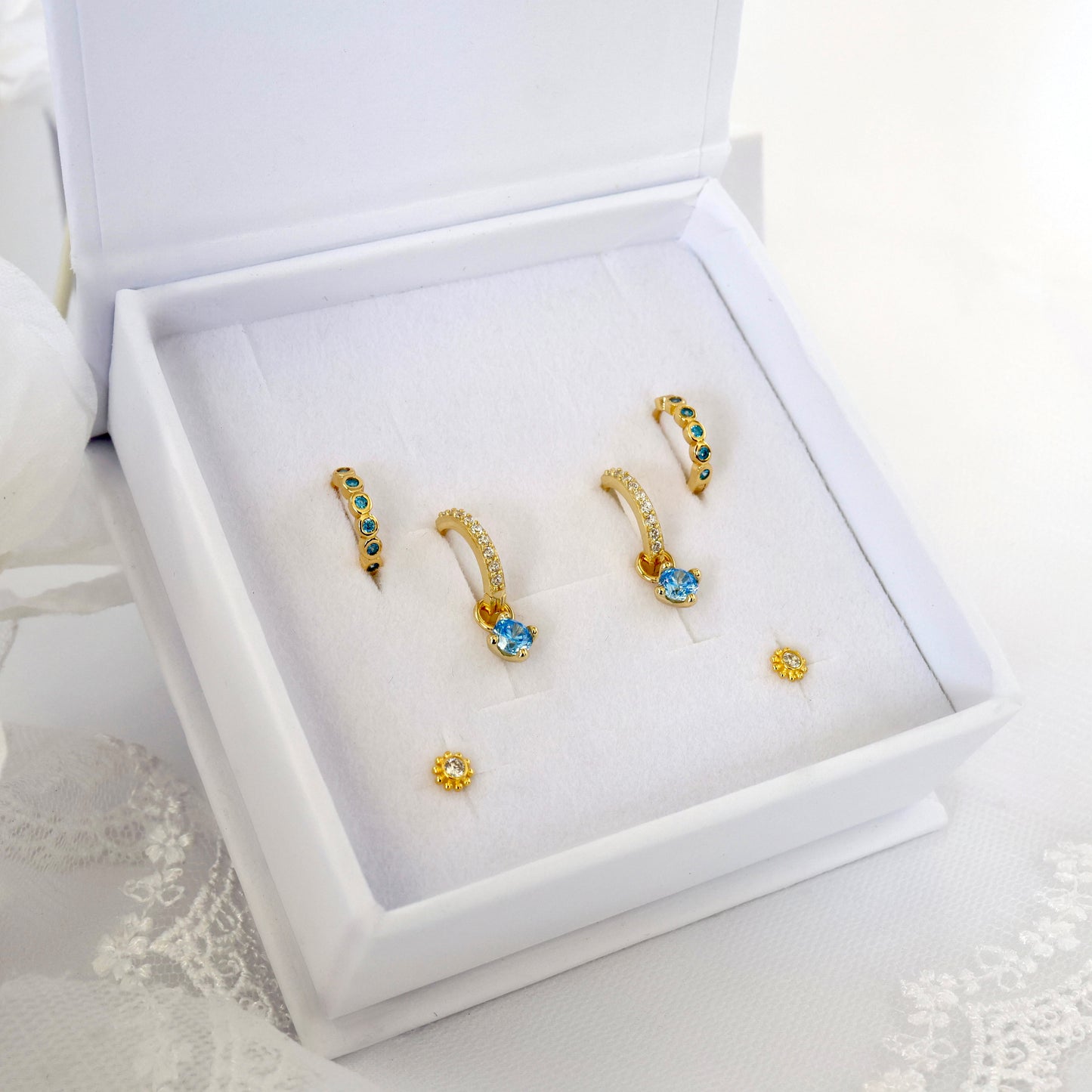 Ines Blue Lagoon Dangle Earring Gift Set GOLD v2