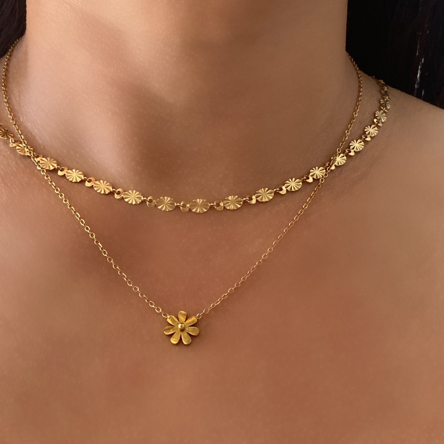 Daisy Stainless Steel Gold Necklace