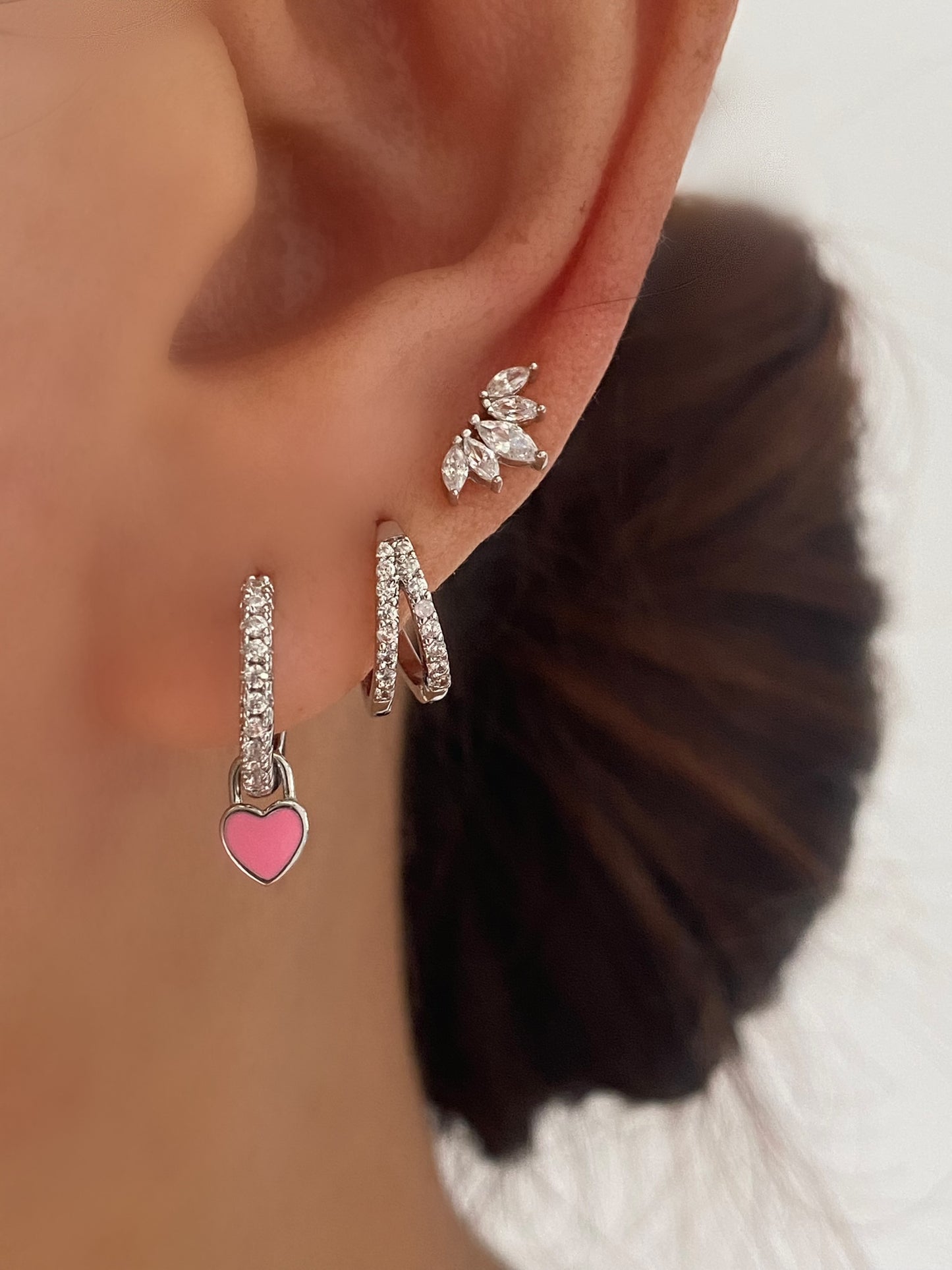 Love heart 925 Sterling Silver Hoop Earrings