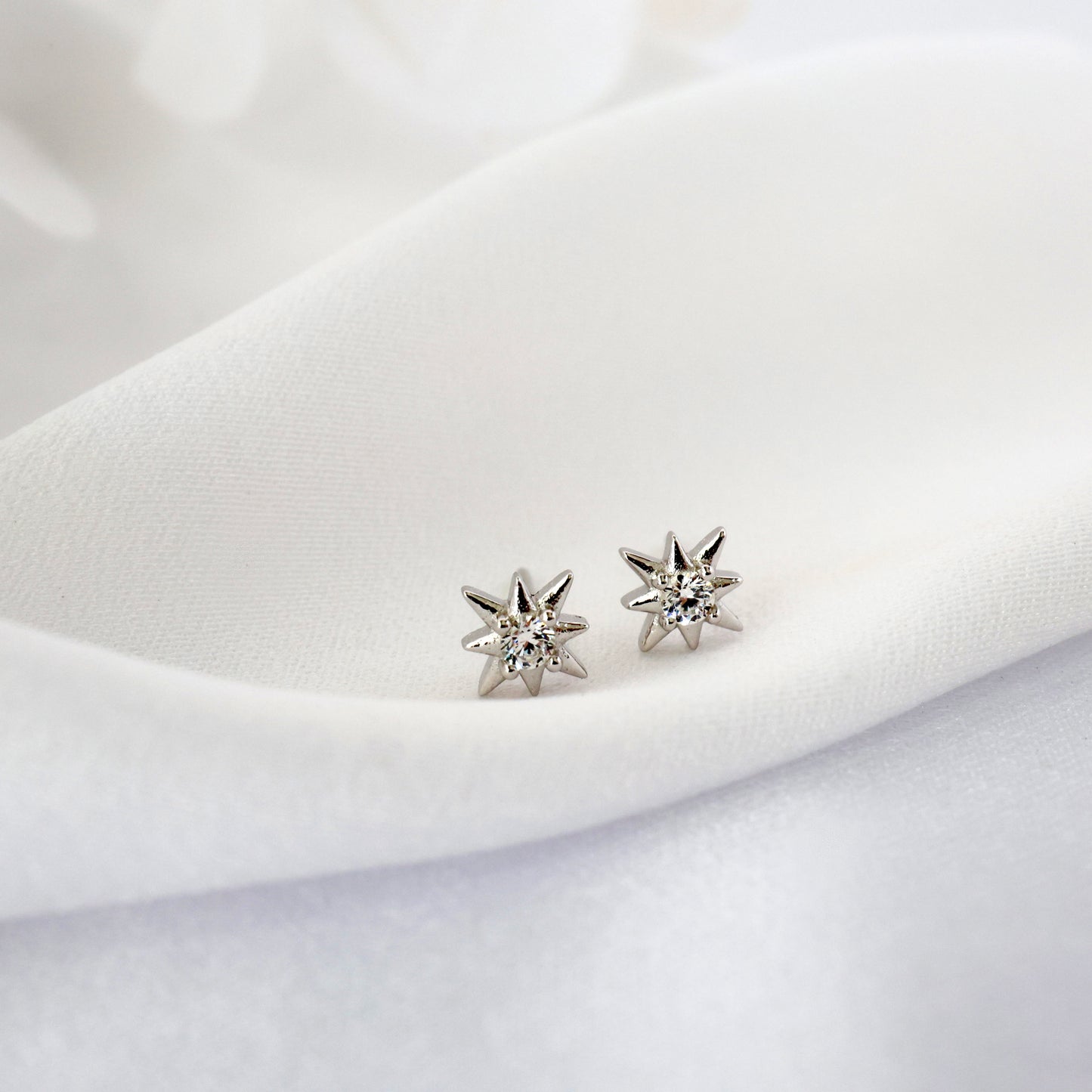 Silver Star Dainty Dangle Earrings