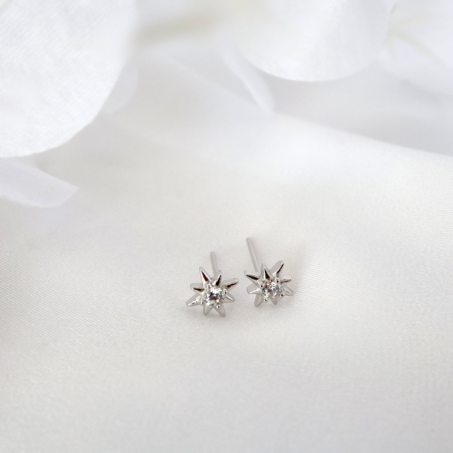 Silver Star Dainty Dangle Earrings