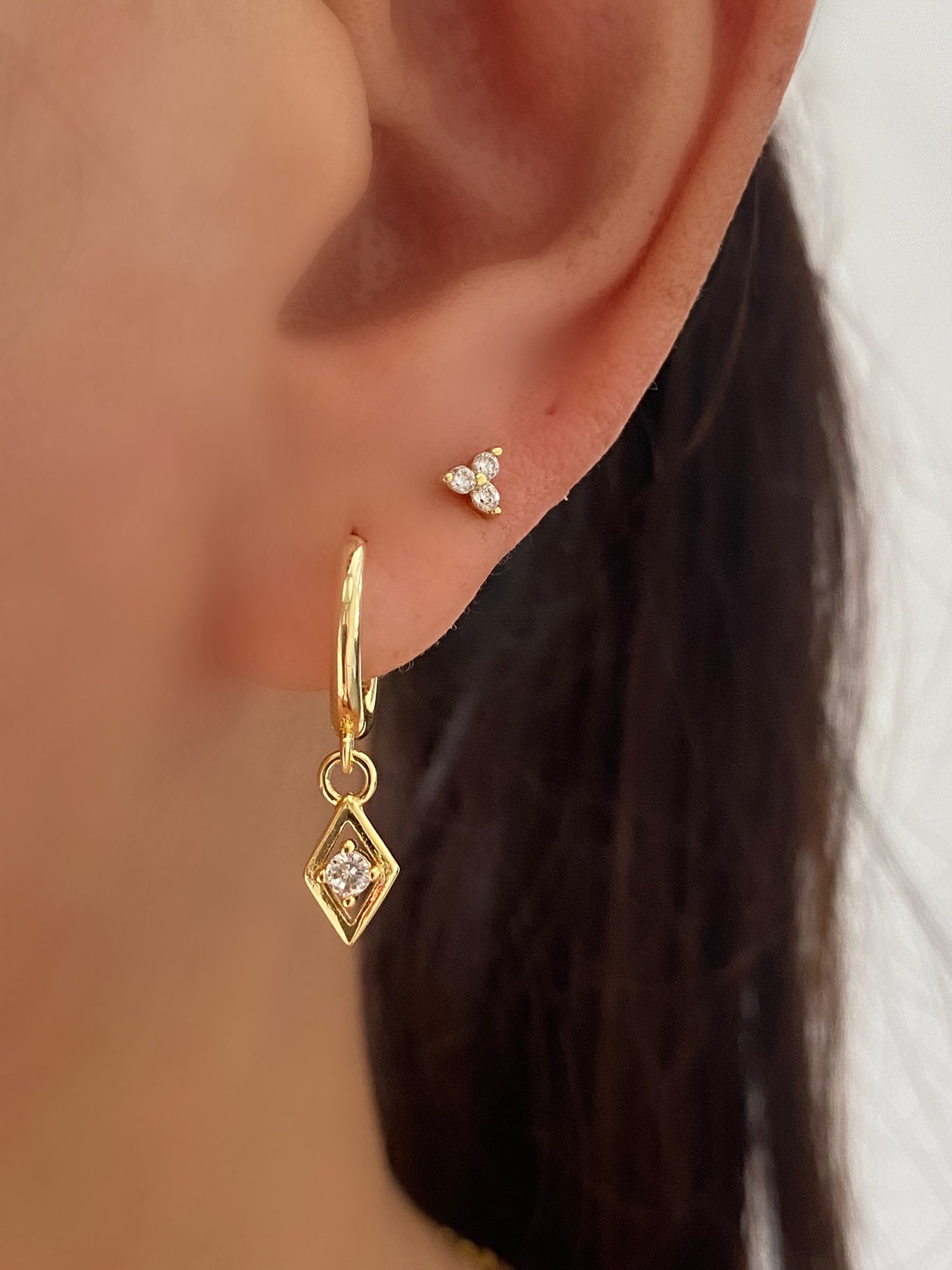 Diamond Rhombus Dangle Stud Earring 2 pairs 3 pairs Gift Set GOLD
