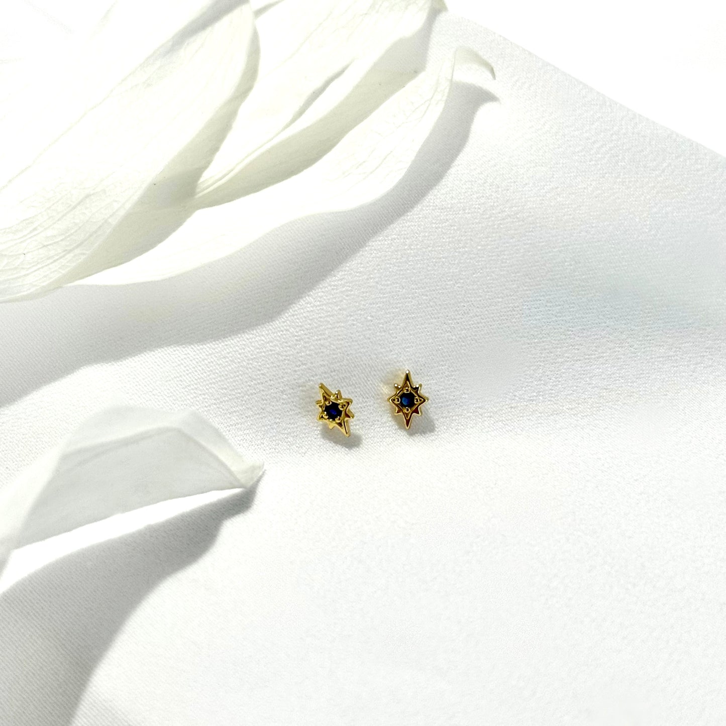 Blue NorthStar Gold Stud Earrings