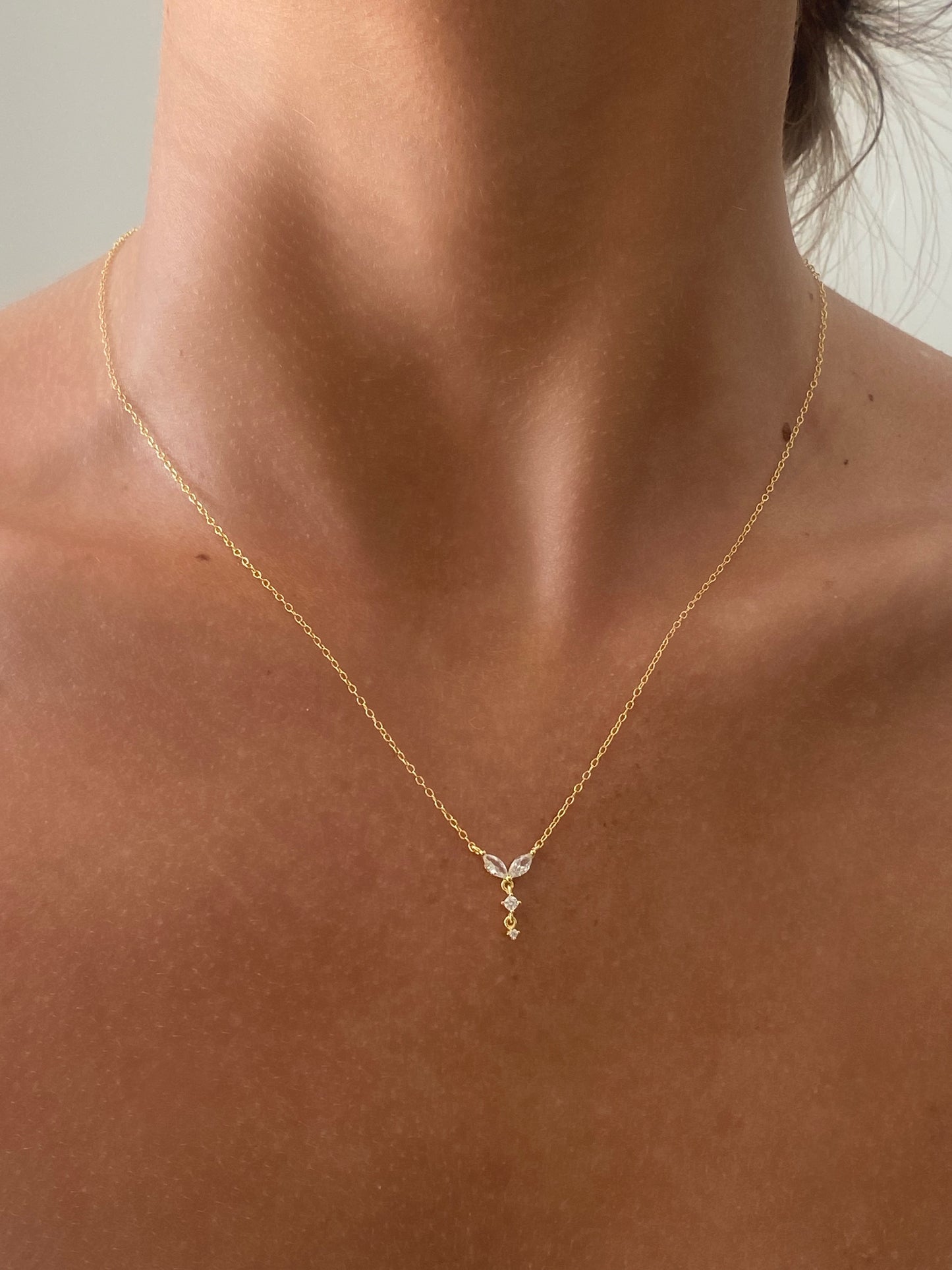 Crystal Pendant Gold Dainty Necklace