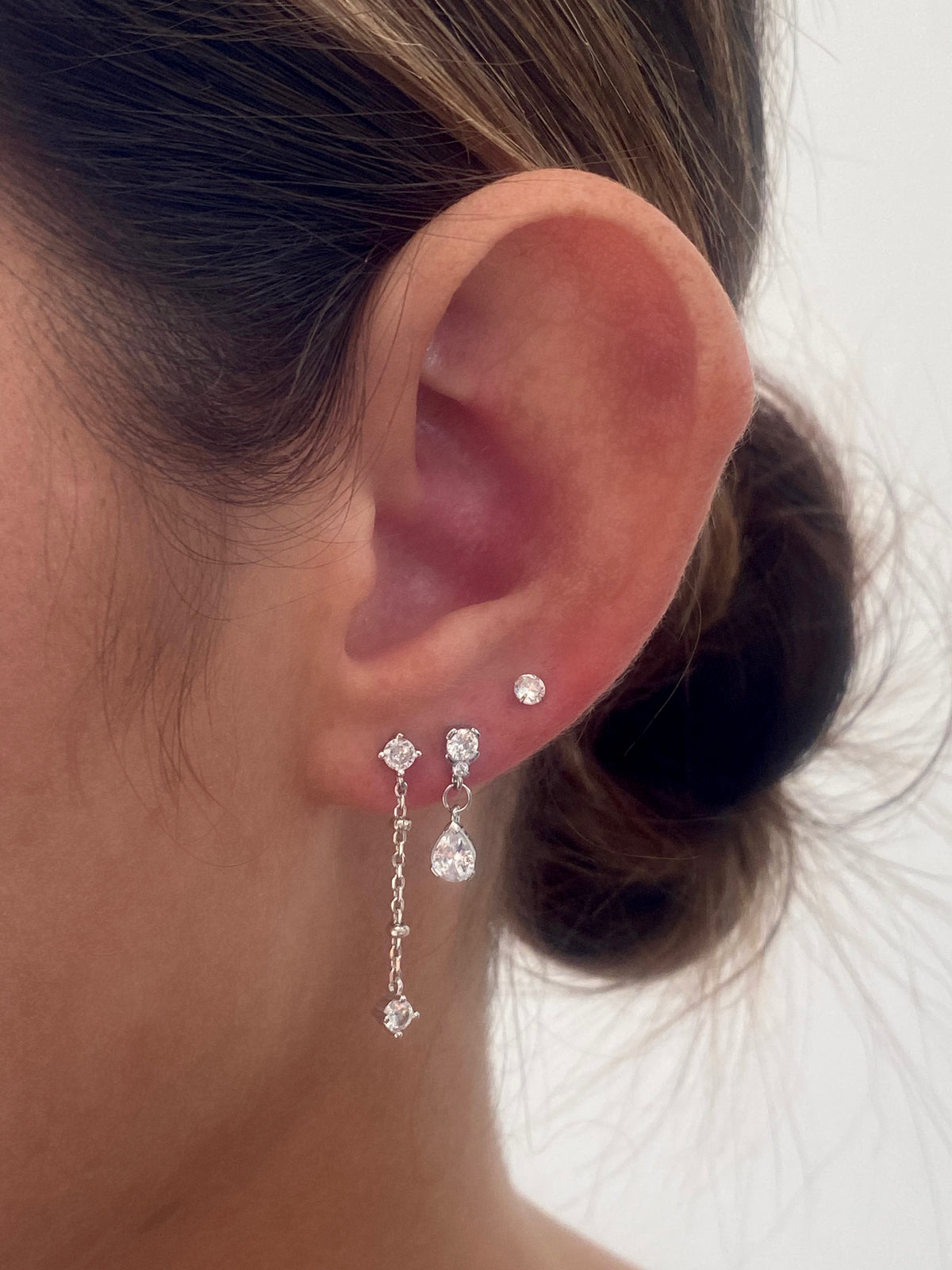 Silver Ear Stack Chain CZ Dangle Ear Stack Set Silver – ANETT