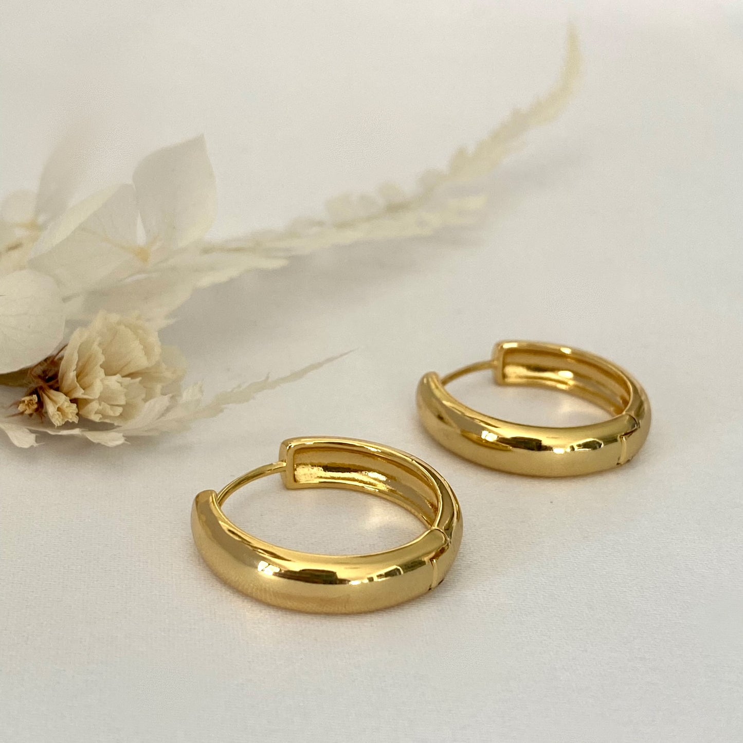 Thick Gold Curved Chubby Hoop Earrings