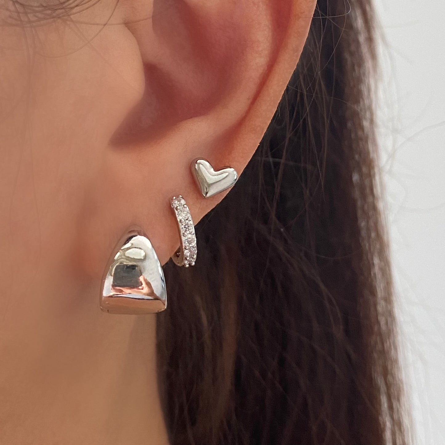 Silver Dome Hoop Earrings