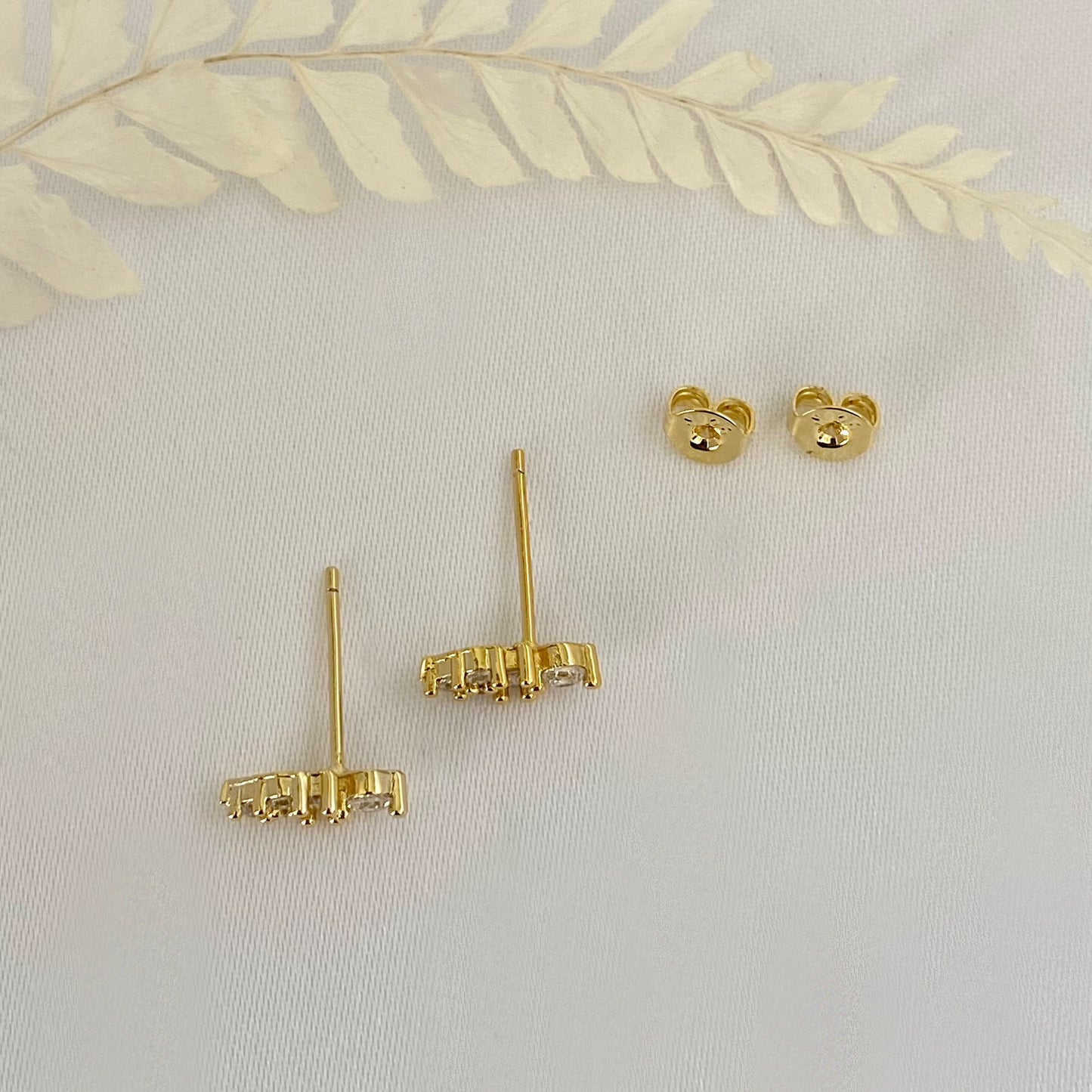 Gold Cubic Stud Earrings