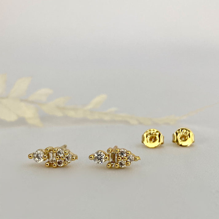 3 Cubic Zircon Gold Huggie Earrings – ANETT