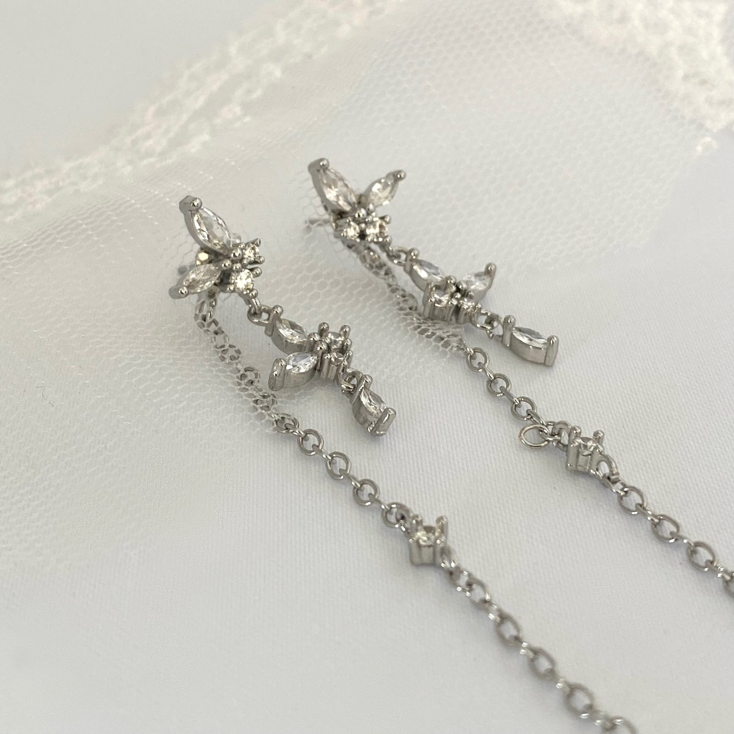 Silver Chain Long Tassel Earrings Style A