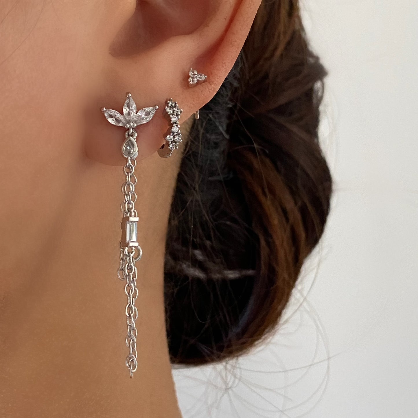 Silver Chain Long Tassel Earrings Style B