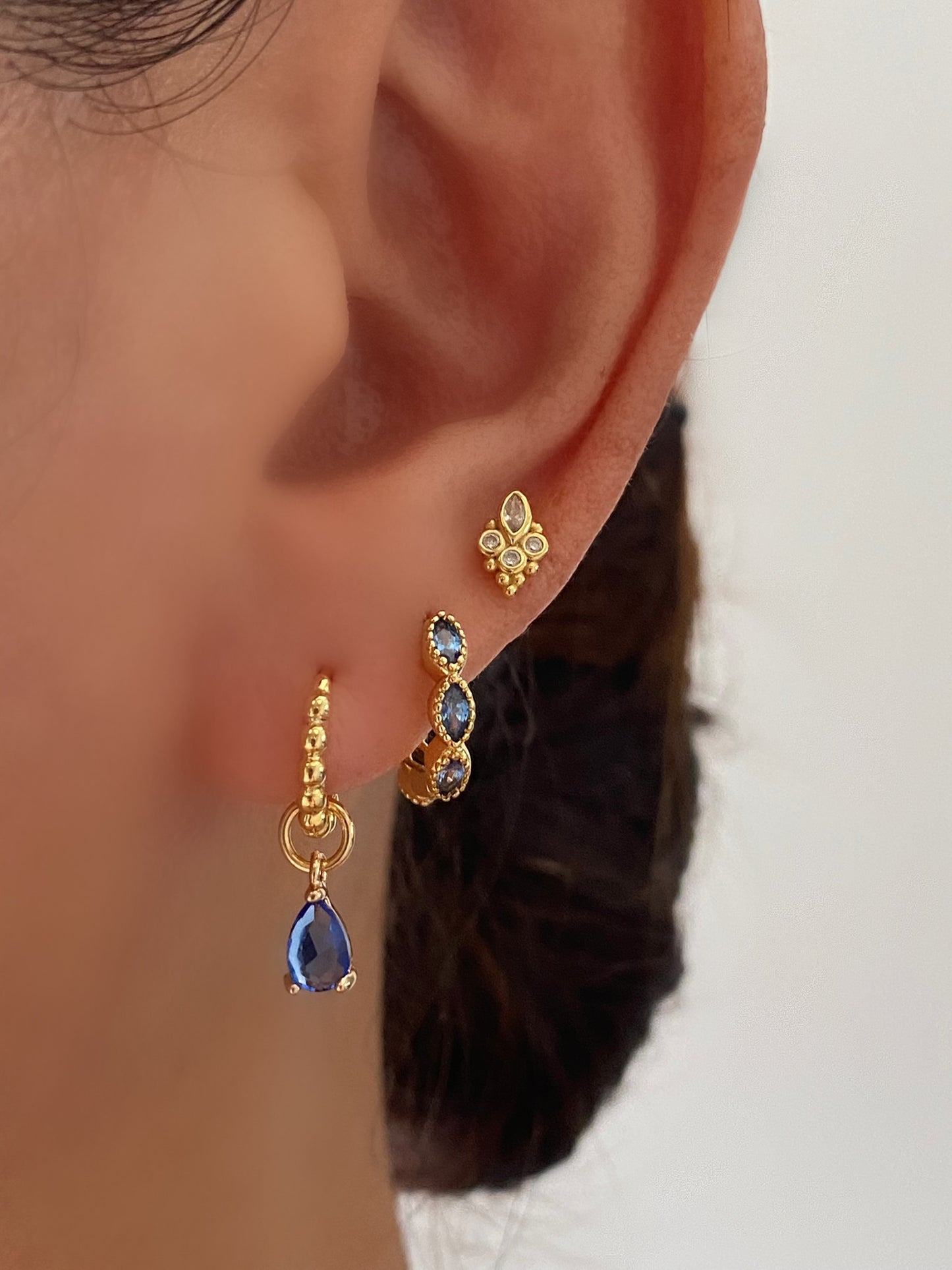 Blue Marquise Hoop Earrings SET