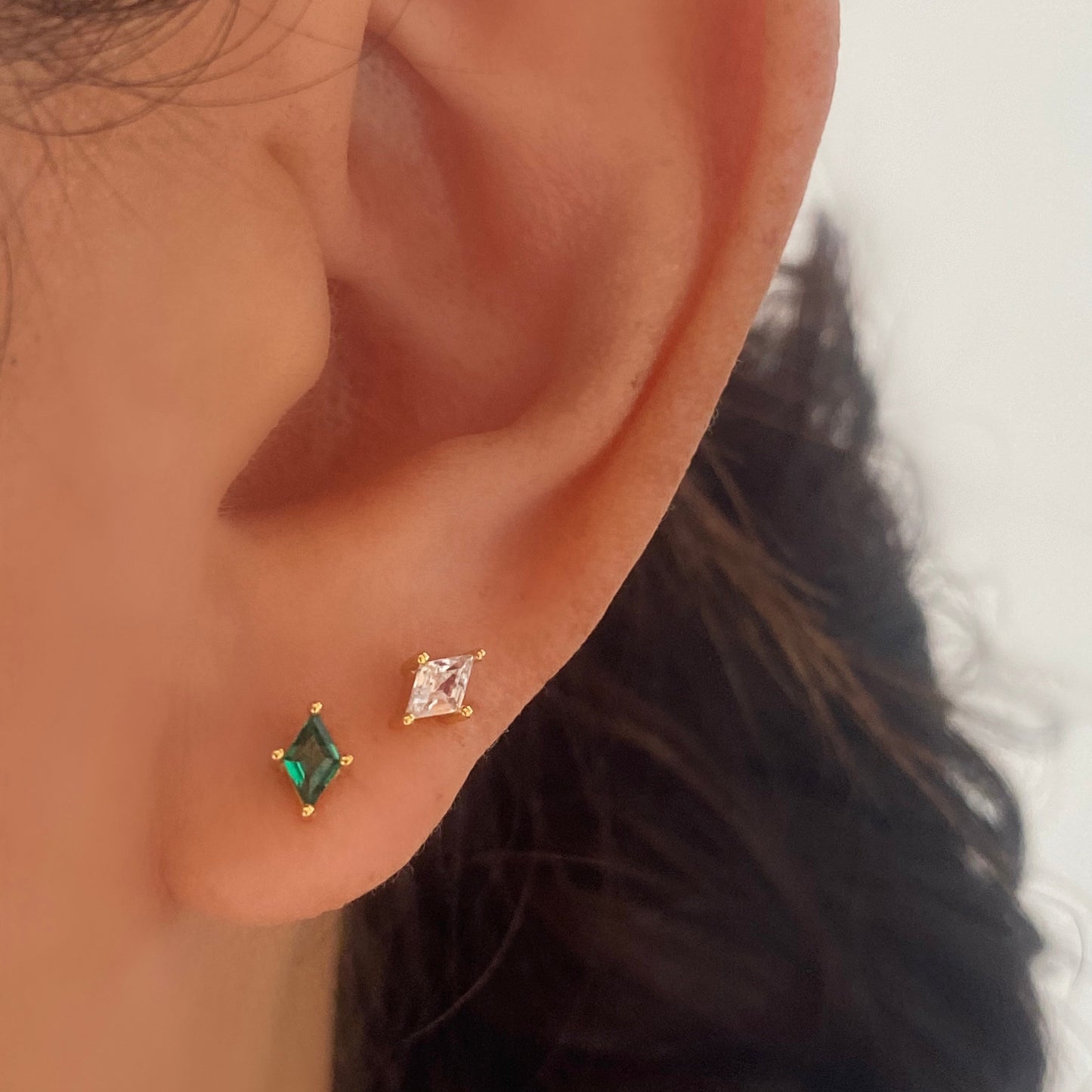 Mia Rhombus Diamond CZ Gold Stud Earring