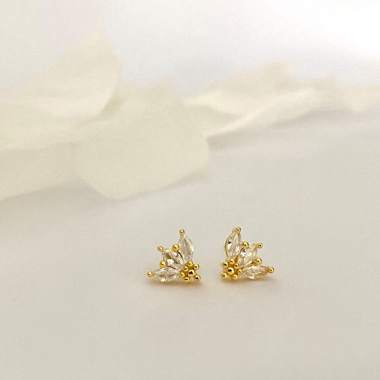 925 Sterling Silver Gold Marquise Stud